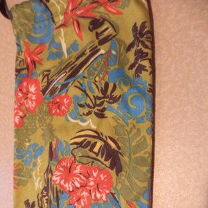 TROPICAL Glass Case - Hibiscus Flowers and Palm Tree - Looks  New